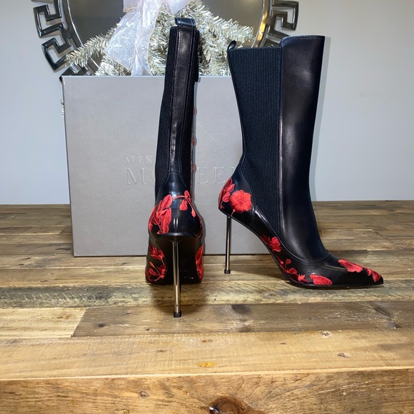 Alexander Mcqueen Ankle Boot w/Floral Embroidery - Picture 8 of 8